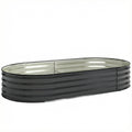 Galvanised Raised Garden Bed, Metal Planter Box with Safety Edging, for Flowers, Herbs, Succulents, Dark Grey