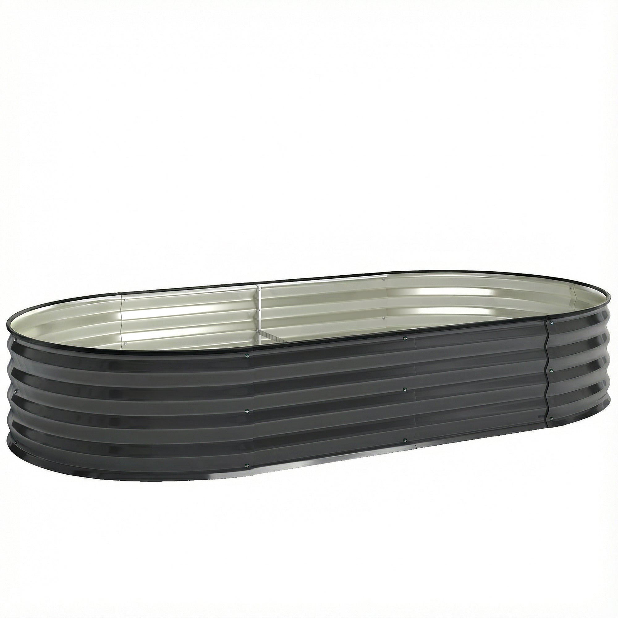 Galvanised Raised Garden Bed, Metal Planter Box with Safety Edging, for Flowers, Herbs, Succulents, Dark Grey