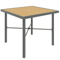 90cm Square Outdoor Garden Table with Parasol Hole - Natural Wood Finish