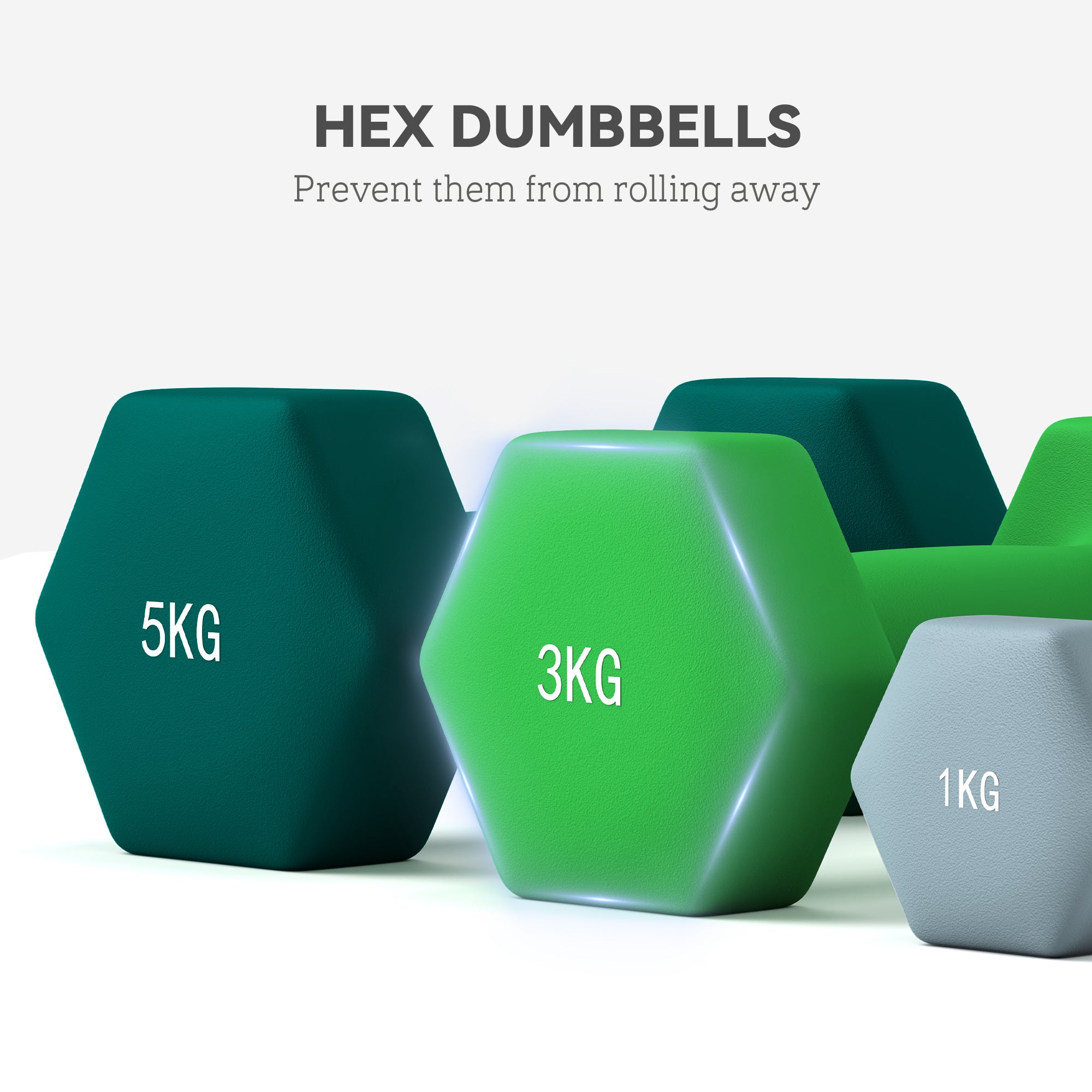 Dumbbells Set with Carry Storage Rack, Set of 6 Weights for Home Gym Kettlebell Training Weight Lifting Exercise, 2 x 1kg, 2 x 3kg, 2 x 5kg