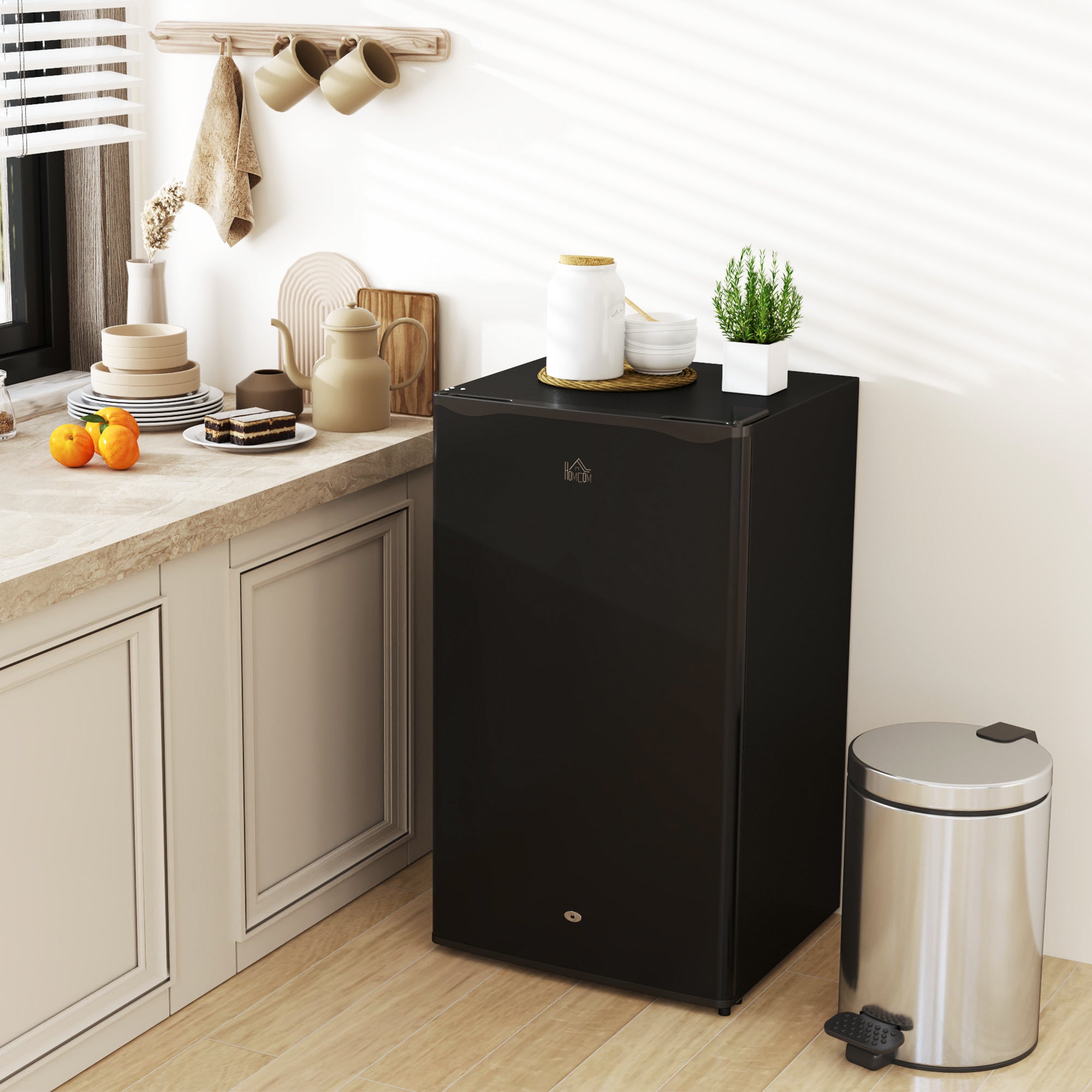 91L Freestanding Under-Counter Fridge with Lock - Black