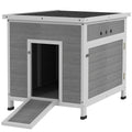 Wooden Duck House with Ramp, Double Doors, Openable Asphalt Roof, Ventilation Holes, Removable Base, Light Grey