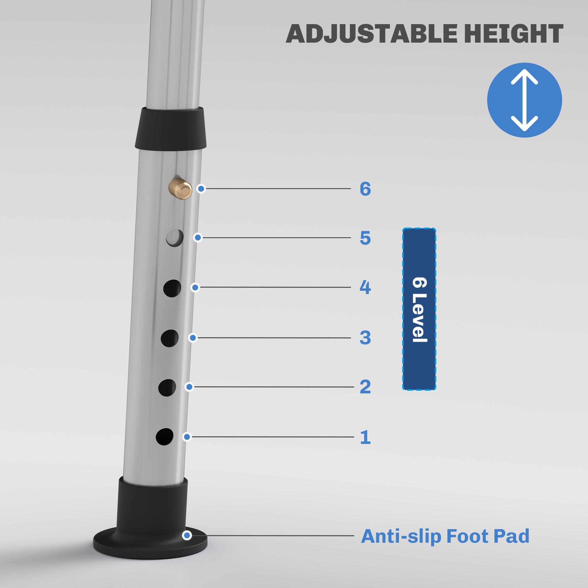 Shower Stool with Backrest, Height Adjustable Shower Chair with Anti-slip Foot Pads, Shower Head Holder, Light Blue