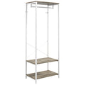 Hallway Coat Rack and Shoe Bench with Shelves - Grey