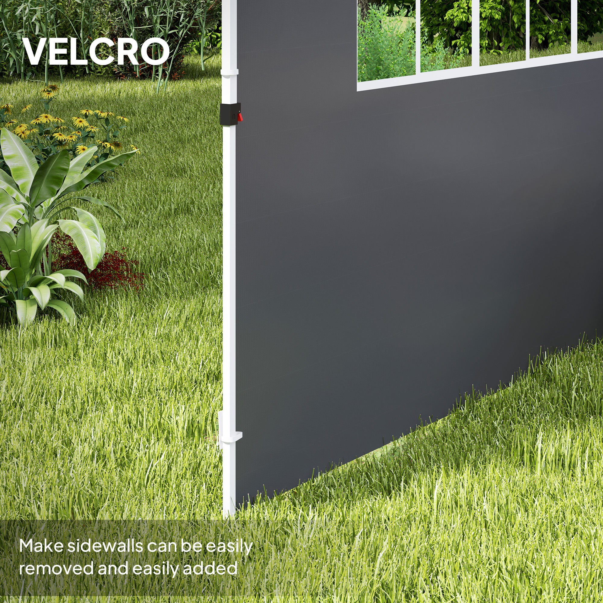 3 Meter Gazebo Replaceable Side Panel Walls with Window - Dark Grey