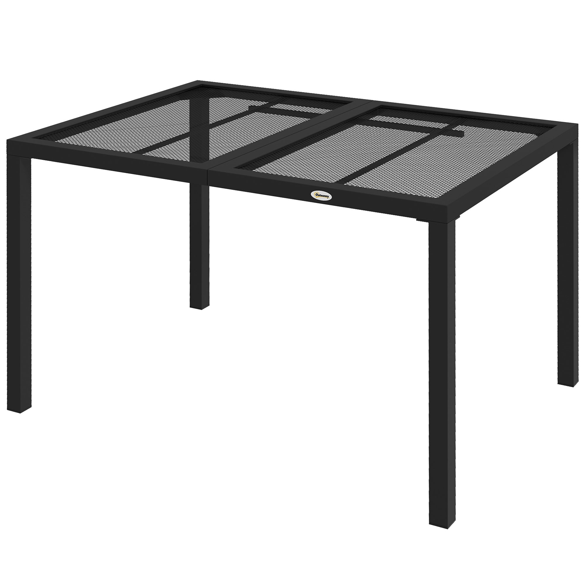 Four-Seater Steel Garden Table, with Wired Top - Grey