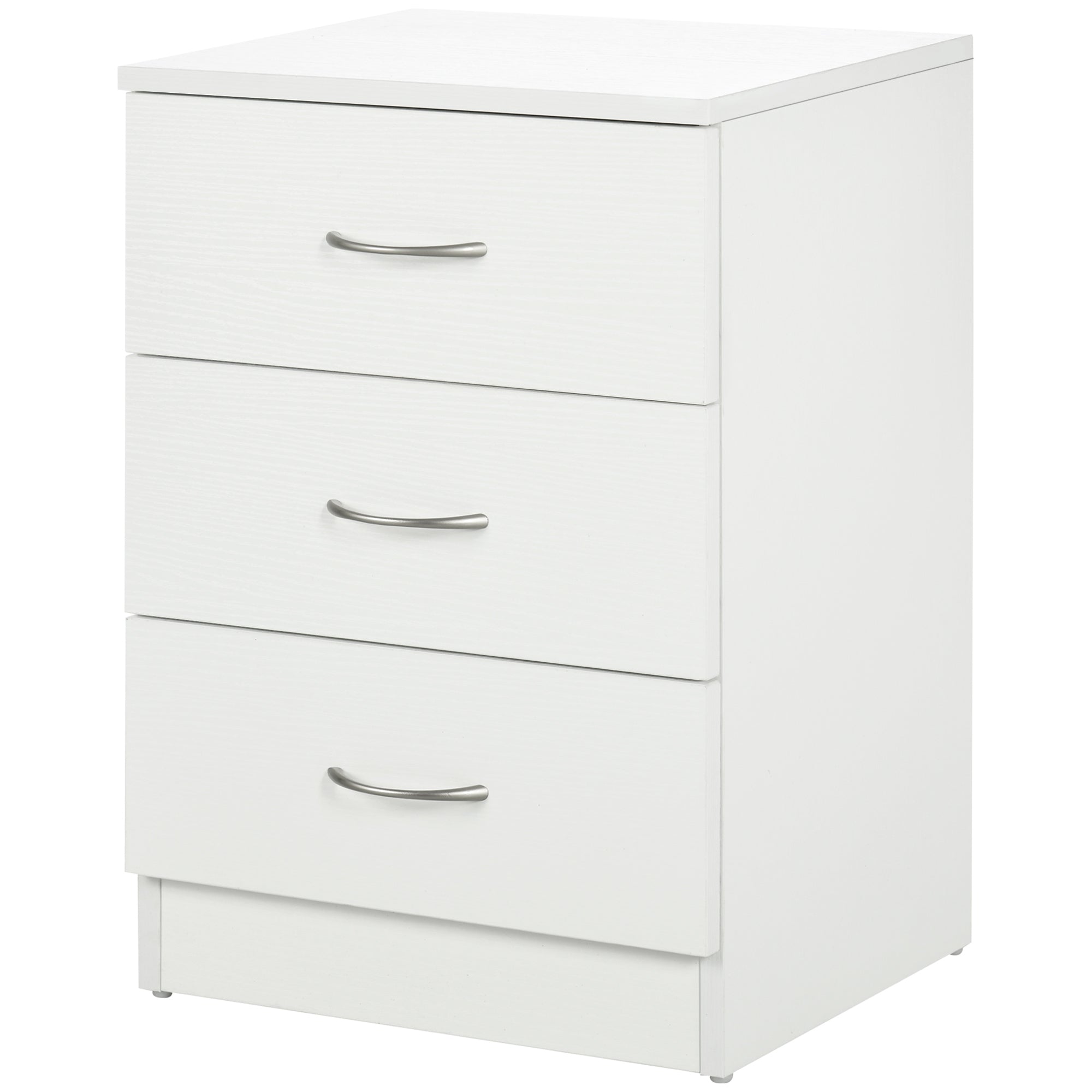 Three-Drawer Simple Bedside Table - White