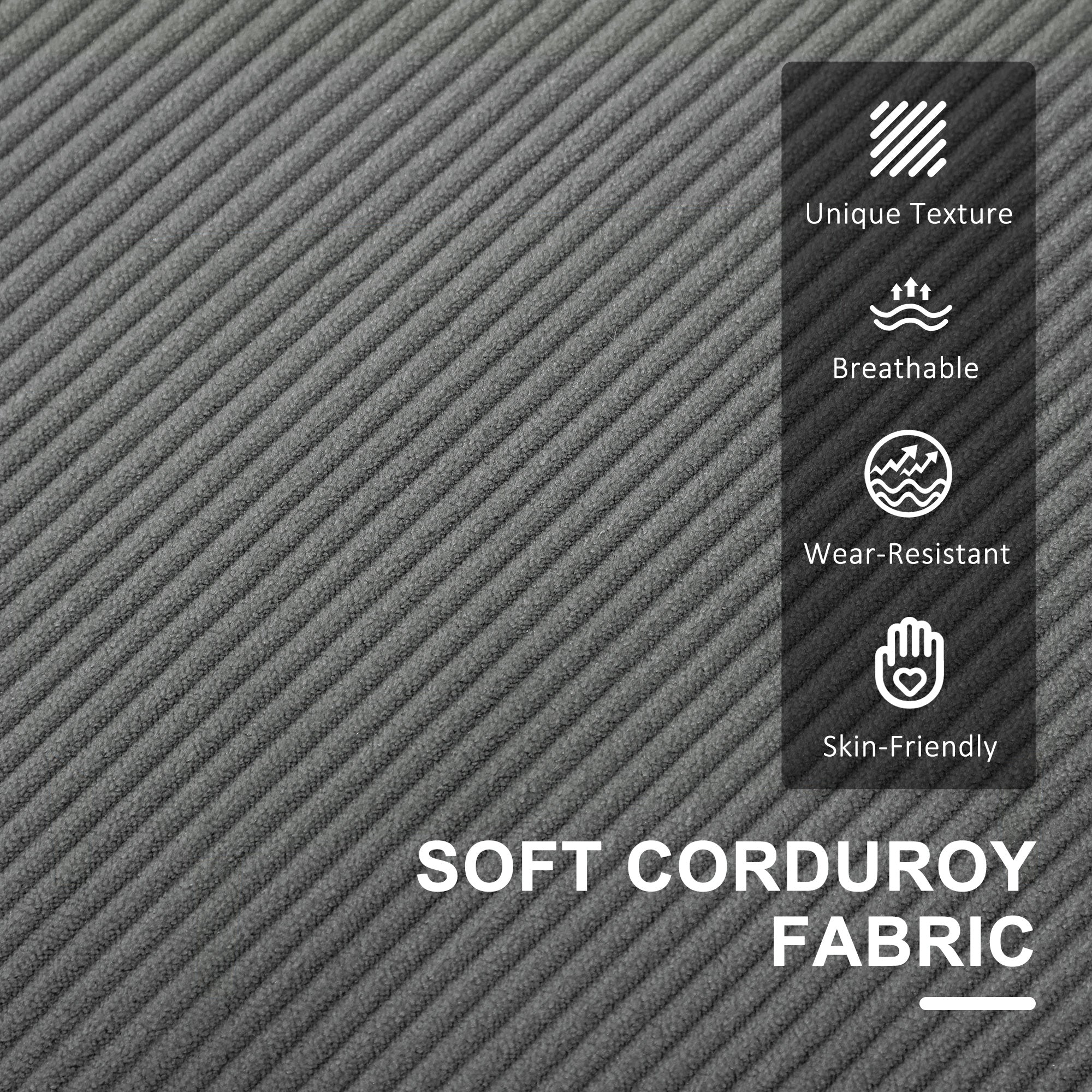 Small Two-Seater Corduroy Sofa - Grey