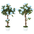 Set of 2 Artificial White Rose Plants in Pot 90cm - Light Blue
