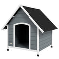 Outdoor Wooden Dog Kennel with Removable Floor for Large Dogs 106.5H x 110W x 98Dcm - Grey and Black