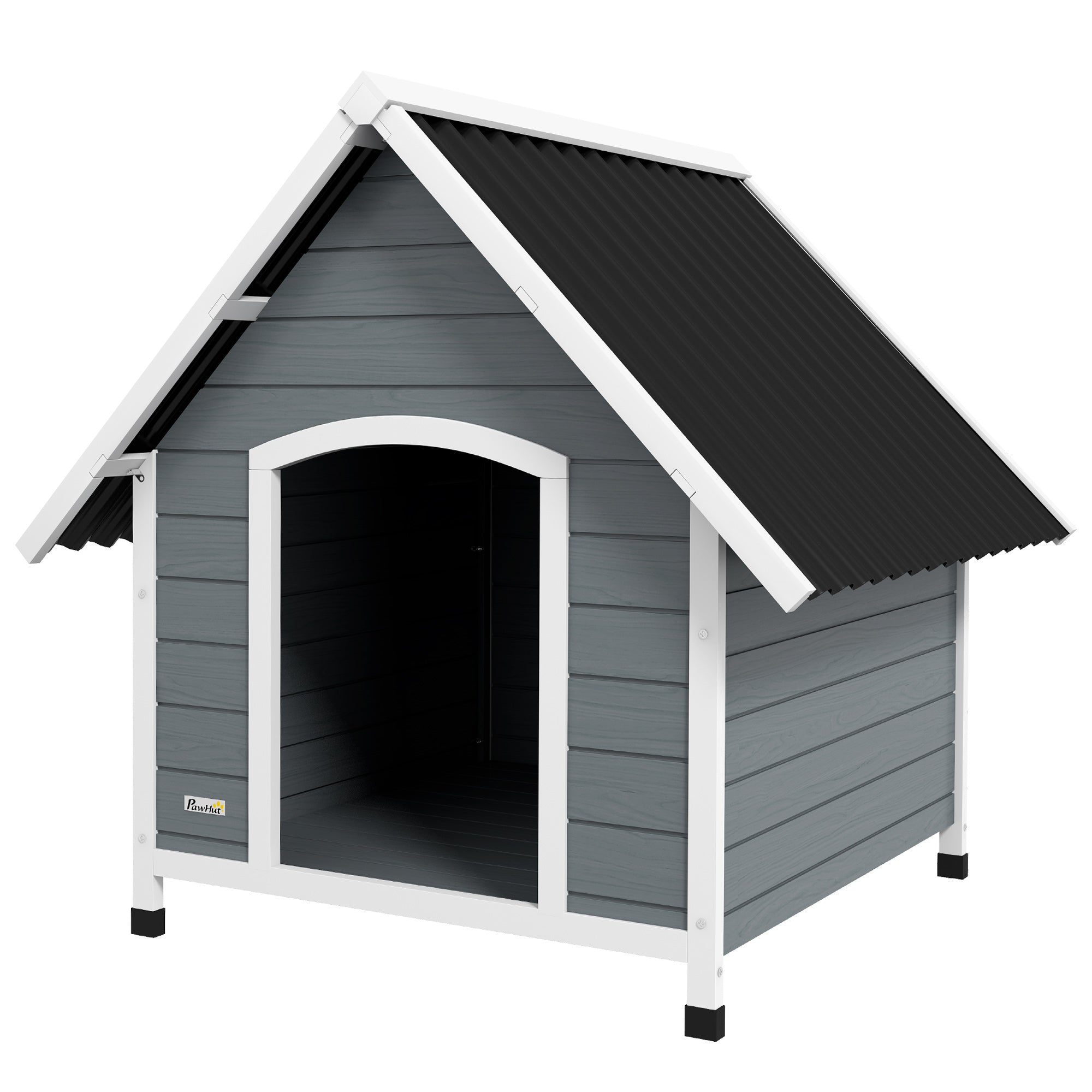 Outdoor Dog Kennel, Wooden Dog House, with Removable Floor, Anti-Corrosion Wood, for Large Dogs, 106.5H x 110W x 98Dcm