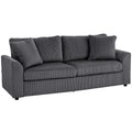 Modern 3 Seater Sofa with Spring Cushion, 212 cm Fabric Jumbo Cord Sofa Couch with 2 Scatter Cushions, Upholstered Corduroy Settee for Living Room, Bedroom, Home Office, Grey