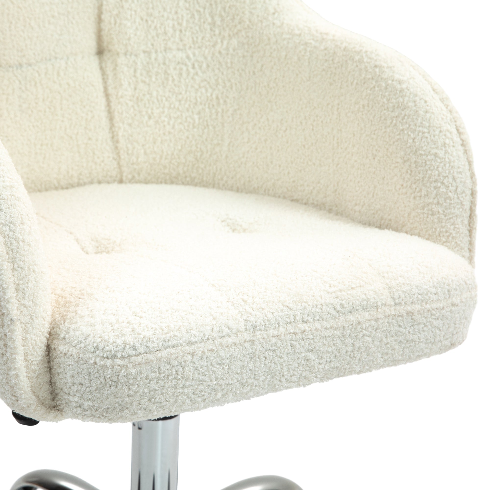 Teddy Fleece Swivel Office Chair - Cream