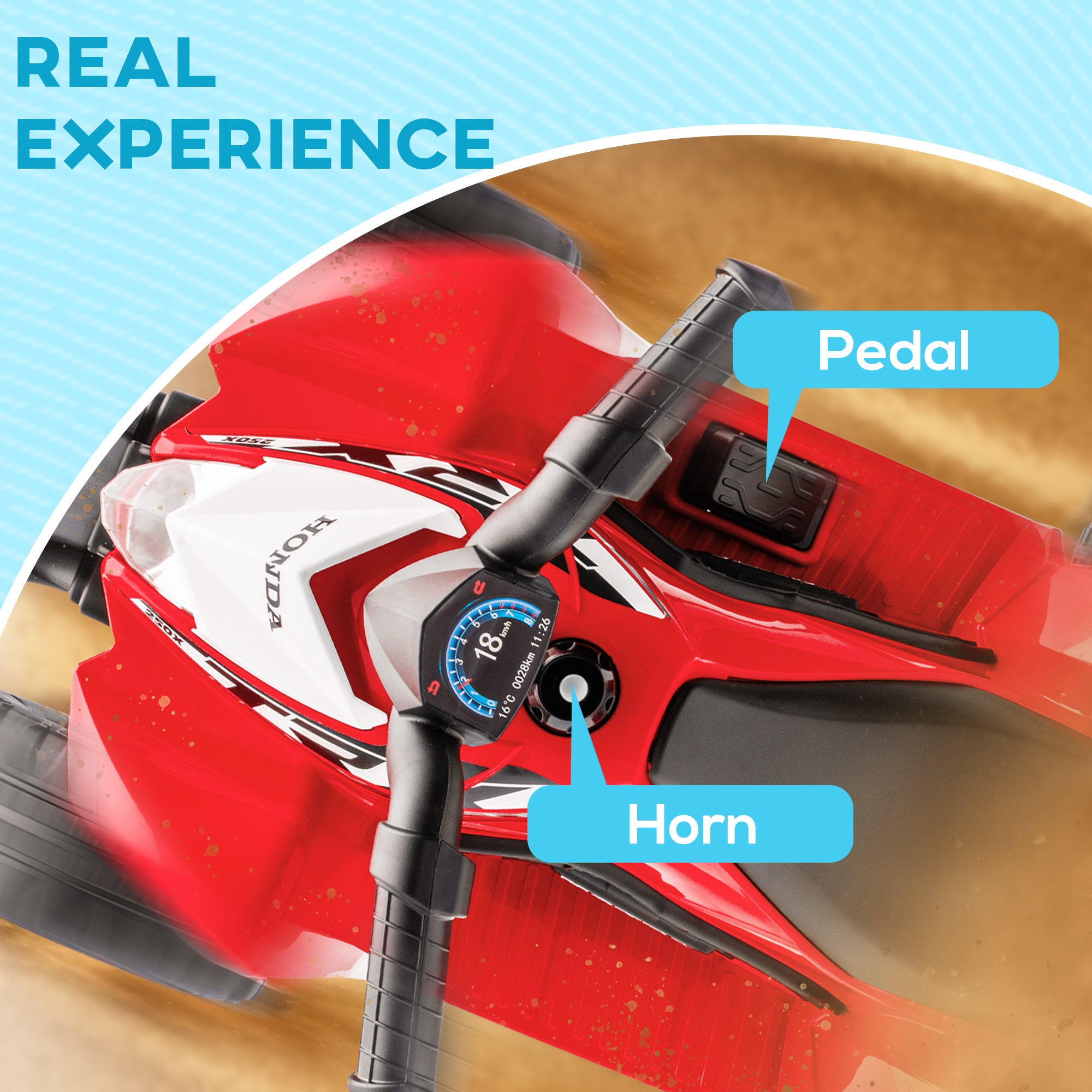 Honda Licensed Kids Electric Quad Bike, 6V ATV Ride On for Ages 1.5-3 Years, Red