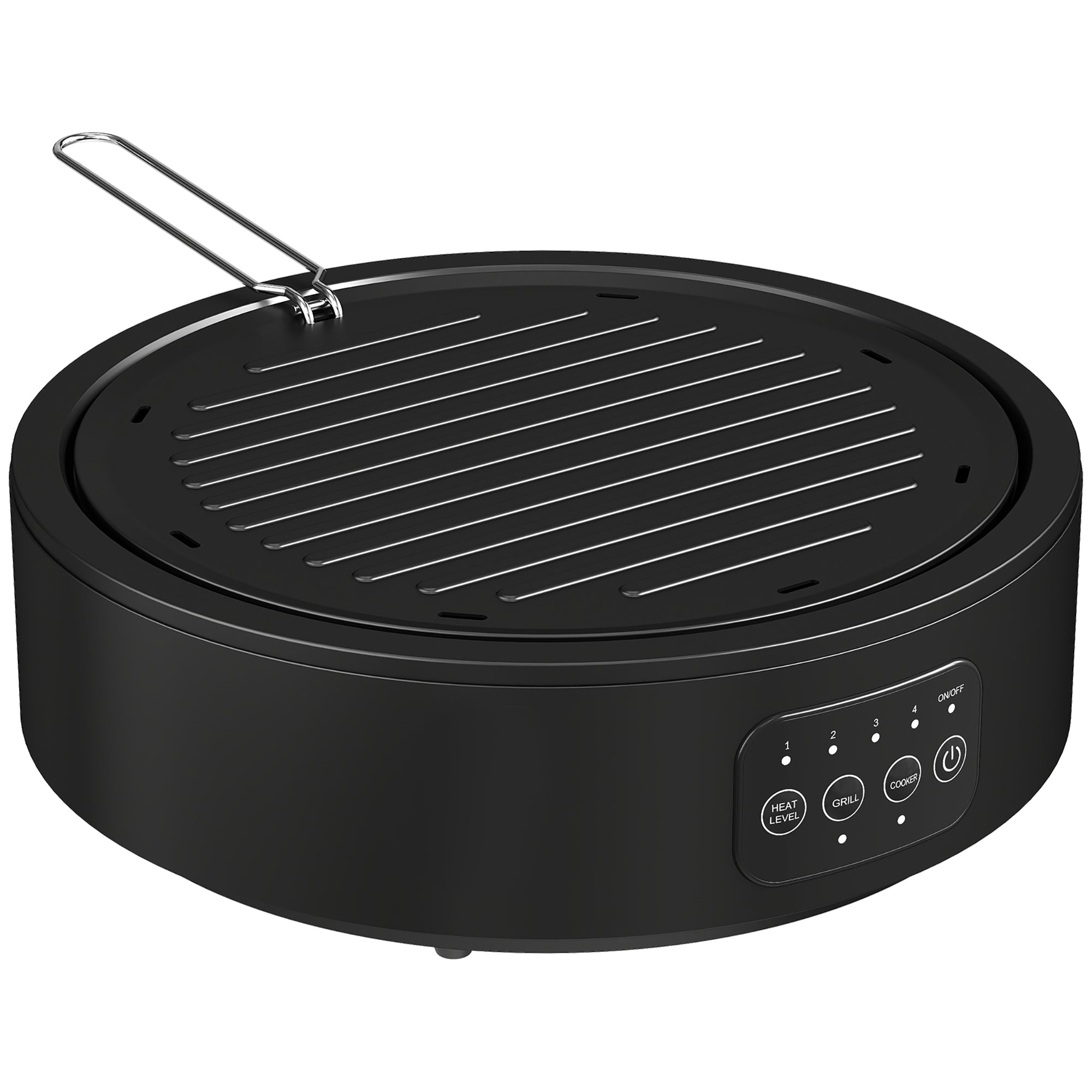 Electric Ceramic Hob with Grill Plate, Multifunctional 36cm Plug in Electric Hob with 4 Heat Levels for All Type Pot