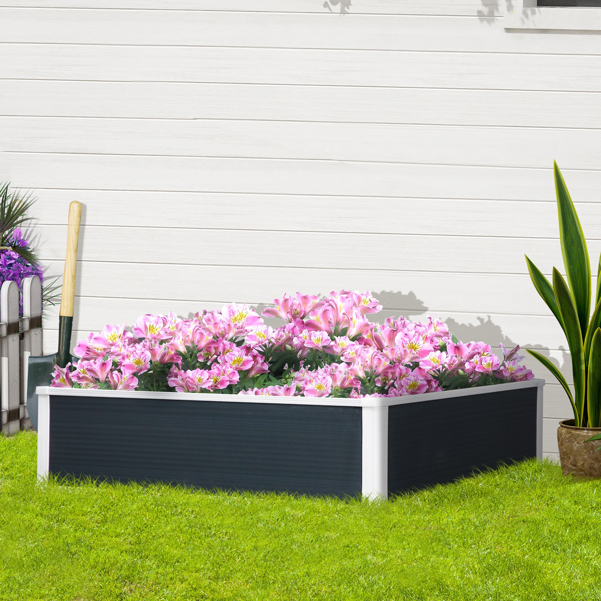 302L Raised Garden Bed, Weather-resistant PP Planter Box Containers for Outdoor Patio Plant Flower Vegetable, 120 x 90 x 30 cm