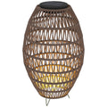 Rattan Solar Garden Lamp with Auto On/Off and Waterproof - Dark Brown