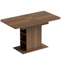 Extendable Dining Table for 4-6 People, 110-130cm Kitchen Table with 6 Open Shelves, Walnut Brown