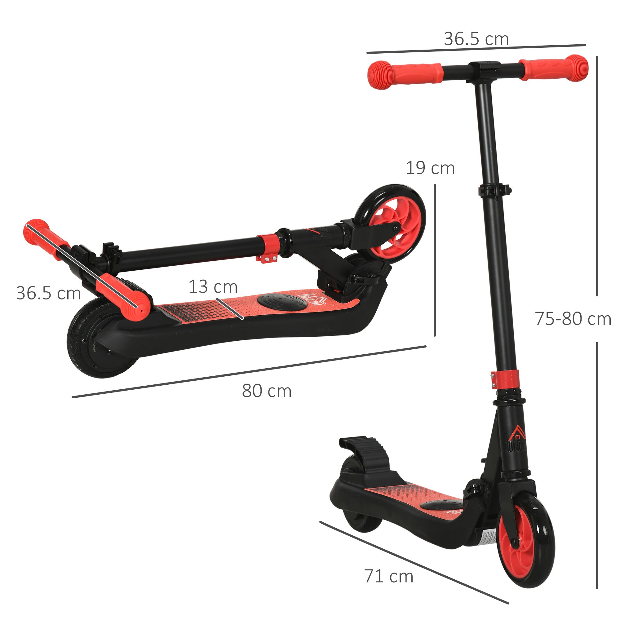 Folding Electric Scooter with Brake, for Ages 6+ Years, 8km/h Maximum Speed, Red