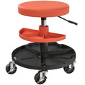 Rolling Mechanic Stool, 135kg Capacity Workshop Stool, 360° Swivel Roller Padded Creeper Seat with Wheels, Tool Trays Storage for Garage, Shop, Auto Repair, Yellow