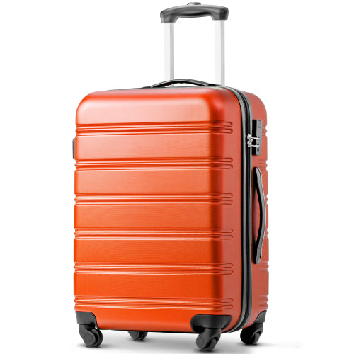 20/24/28 Inch Set of 3 ABS Hard Shell 4-Wheel Travel Luggage with Silent Wheels, Secure Combination Lock, Trolley Suitcase Set, Orange