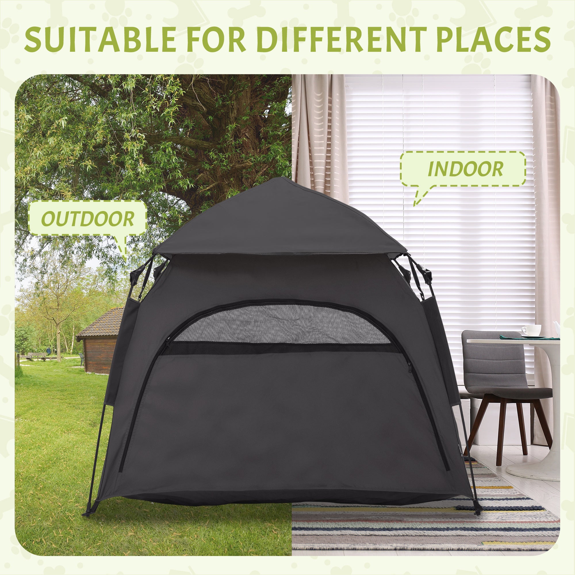 Foldable Dog Cat Tent with Water-Resistant Oxford, Carry Bag for Extra Large Dog, Charcoal Grey