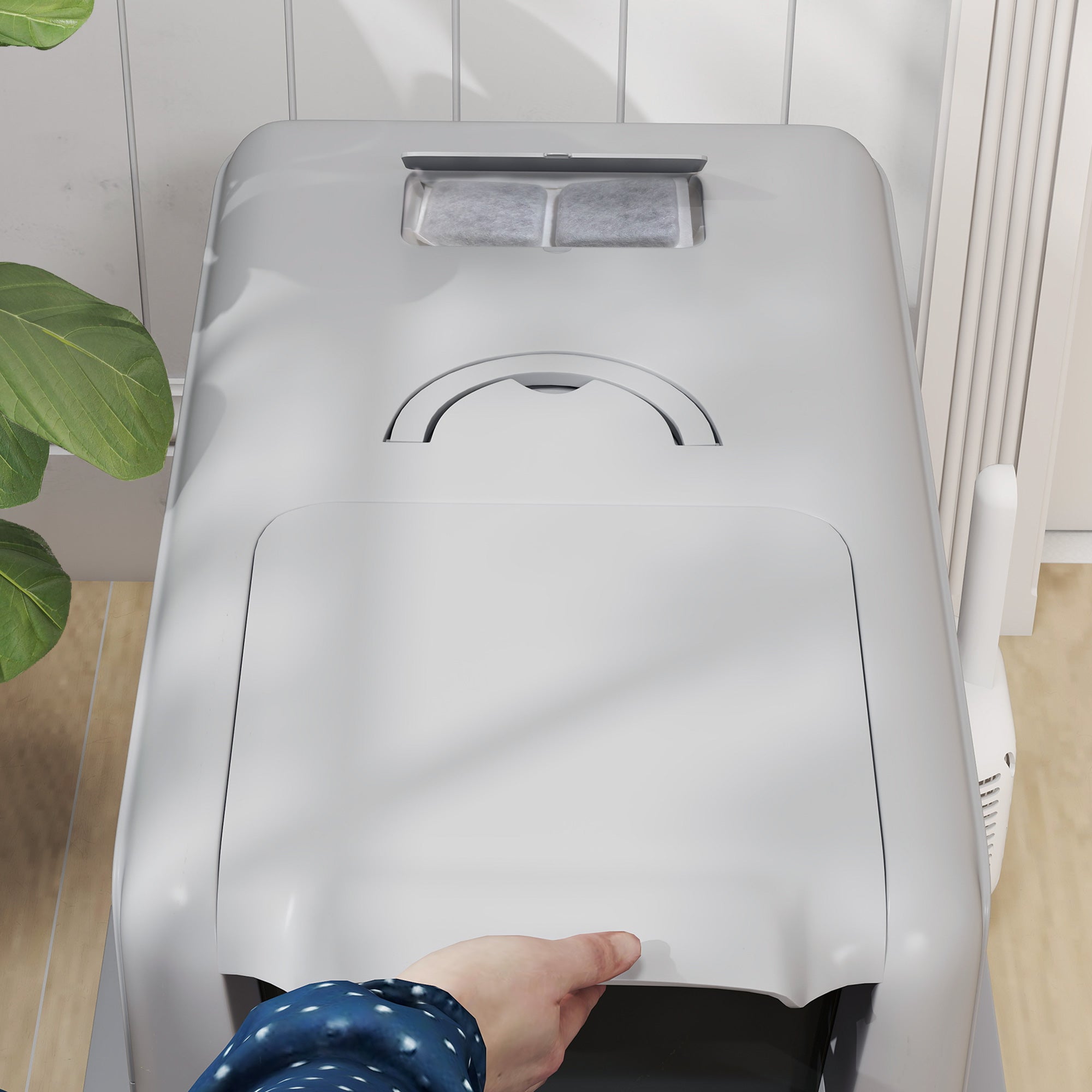 Stainless Steel Cat Litter Box with Removable Lid, Scoop, Filter Bags, for Larger Cats, Grey