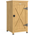 Wooden Garden Shed, Garden Tool Storage Shed with Metal Top and Shelf, Light Brown