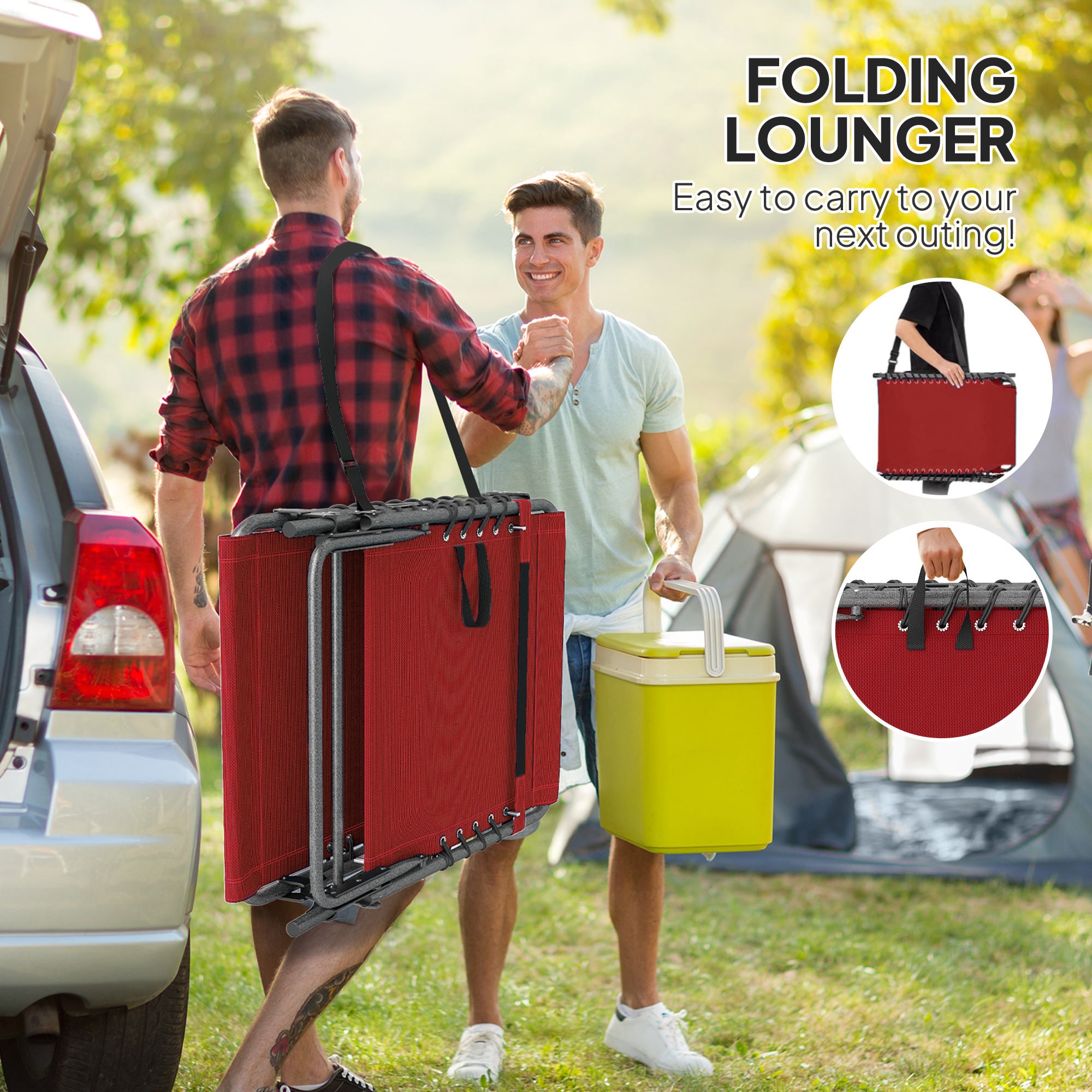 Five-Position Reclining Sun Lounger - Red