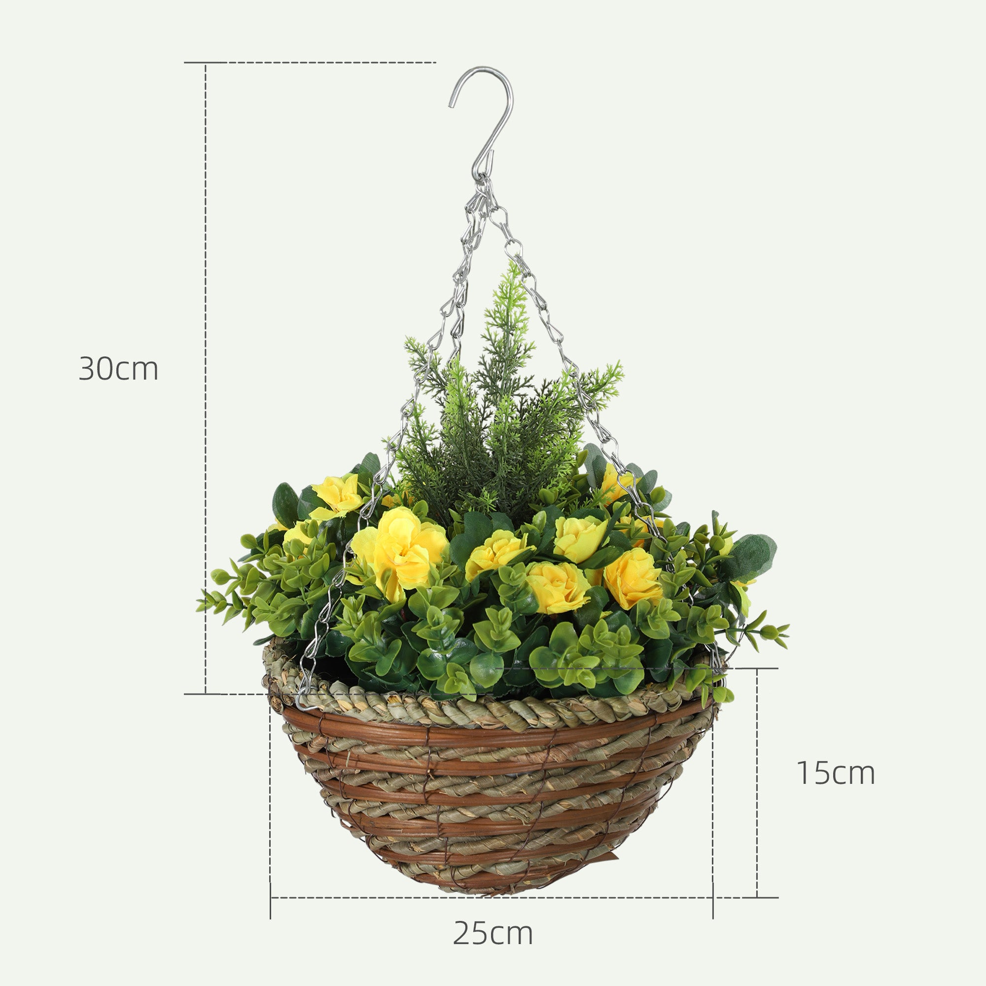 Set of Two Hanging Lisianthus Flower Pots - Yellow/Green