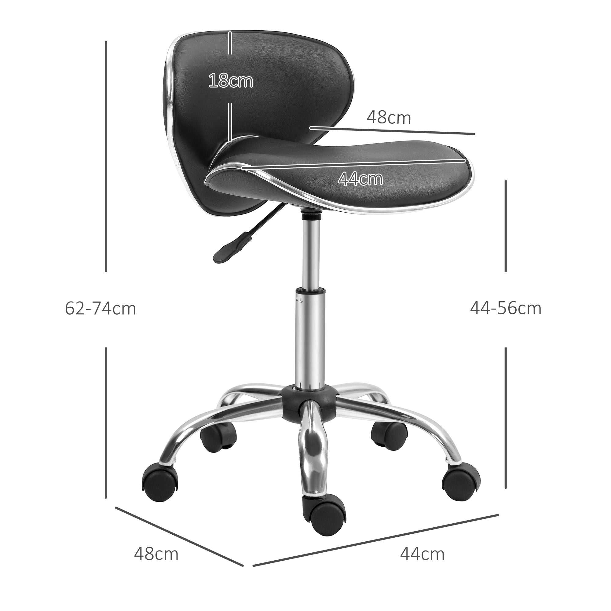 Adjustable Rolling Swivel Beauty Salon Chair, Stool for Spa, Black