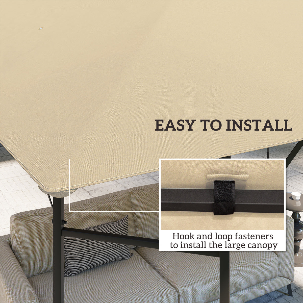 3 Piece 3x3m Gazebo Canopy Replacement Cover - Beige