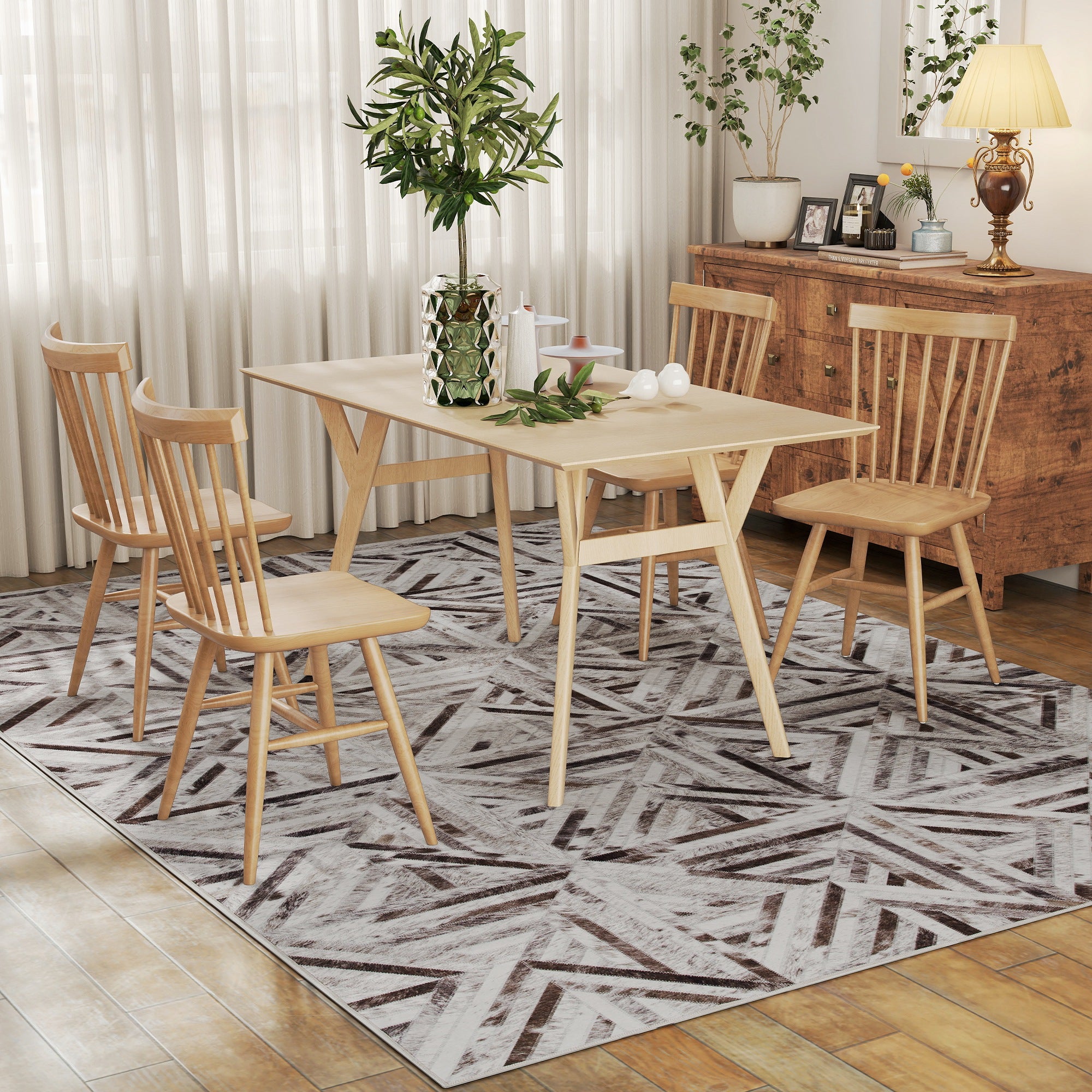 Modern Area Rug, Triangle Pattern Non-Slip Washable Rug, Chenille Floor Carpet for Living Room, Bedroom, Dining Room, Home Office, 290 x 200 cm, Brown
