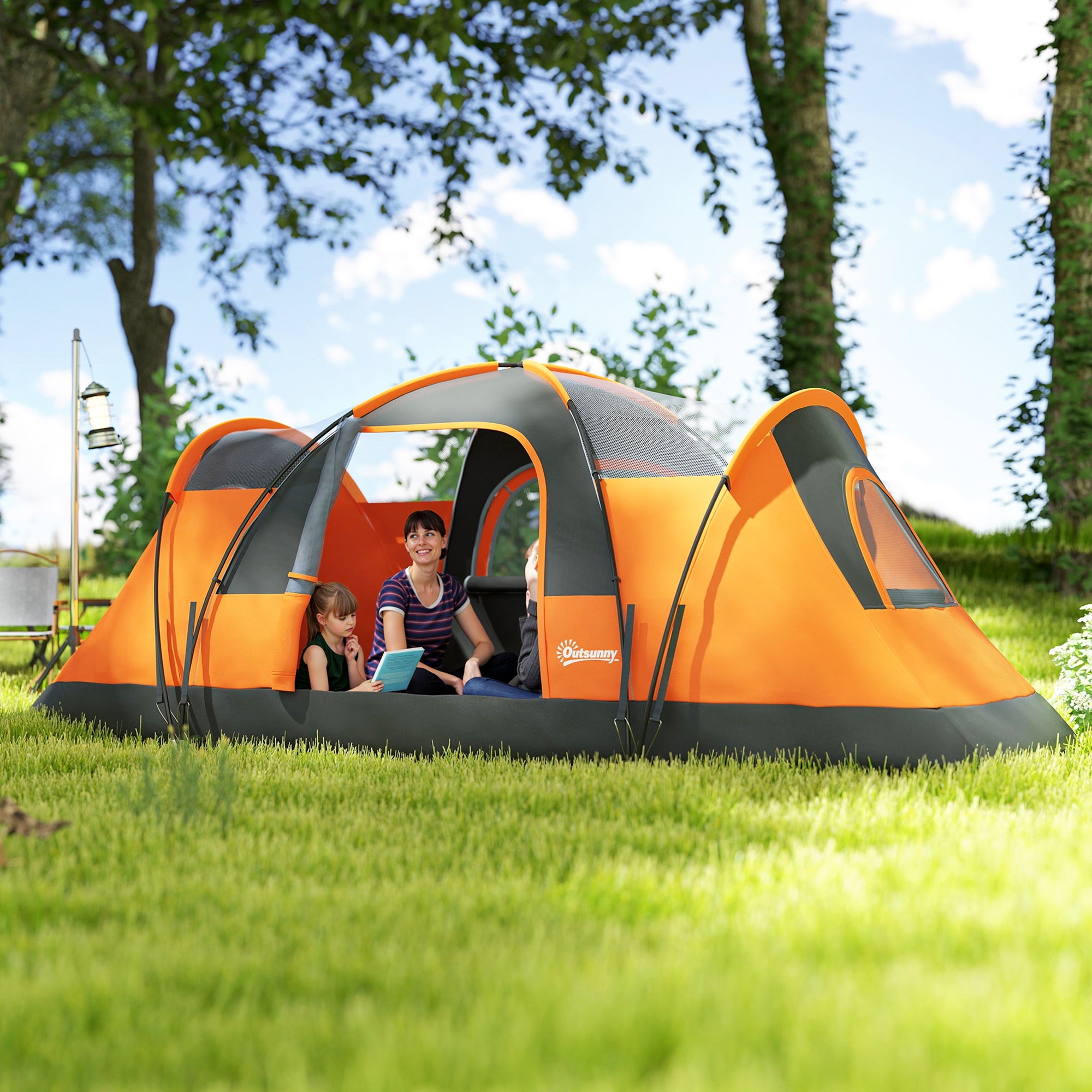 5-6 Man Dome Camping Tent - Orange