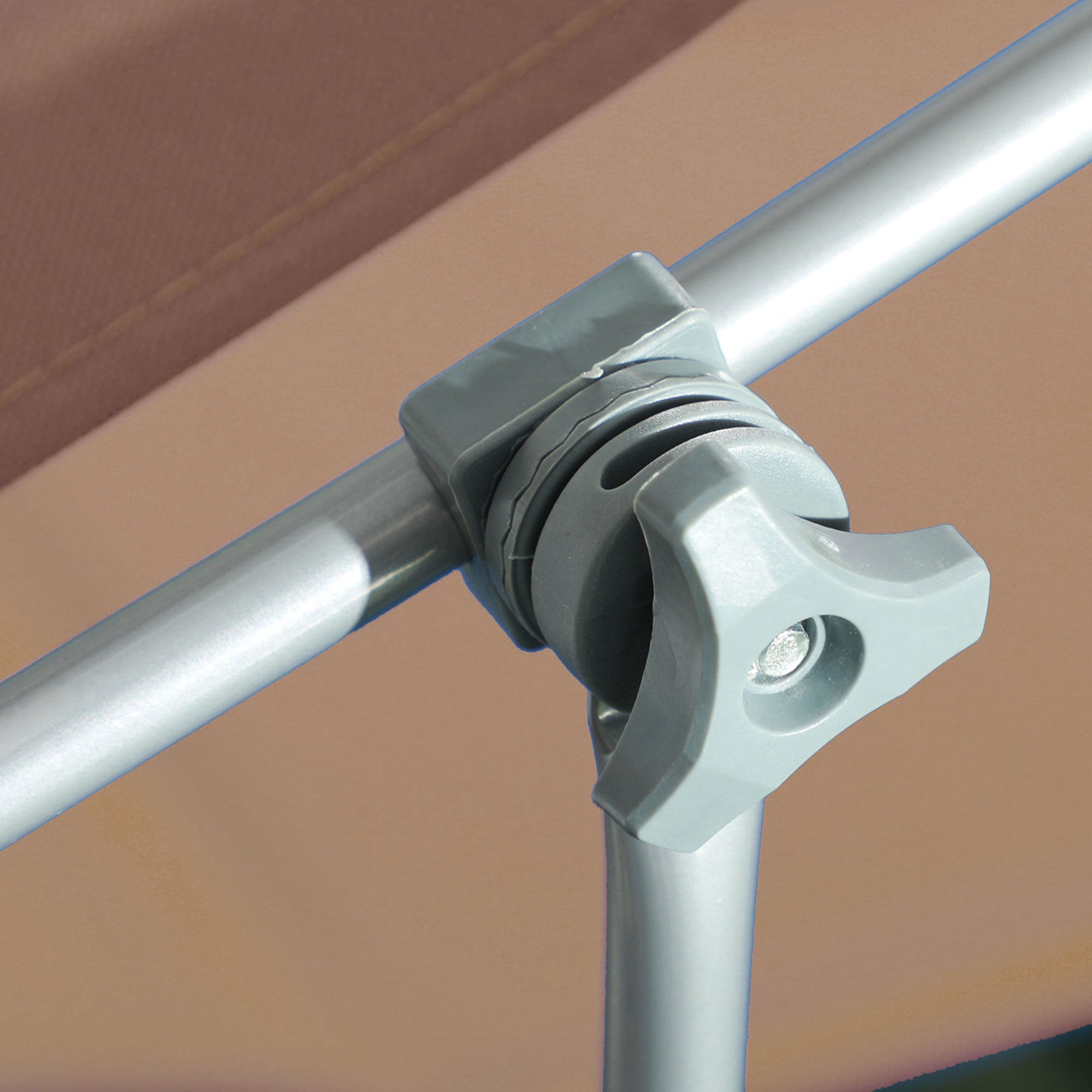 Sun Lounger, with Adjustable Face Canopy - Brown