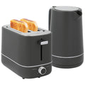 1.7L 3000W Kettle and 2-Slice Toaster Set with 6 Browning Levels, Defrost & Reheat - Grey