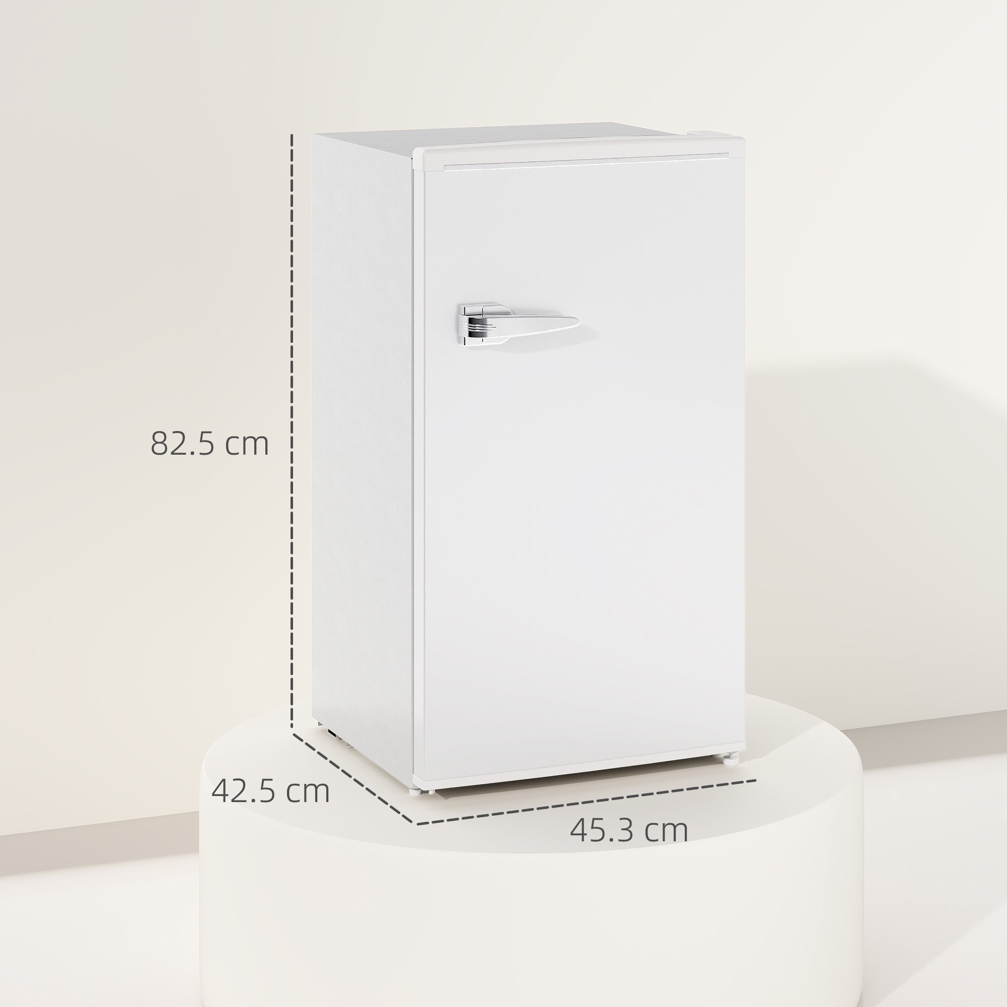 Under Counter Fridge, 85L Small Retro Refrigerator with Chiller Box, Adjustable Thermostat, Glass Shelves, White