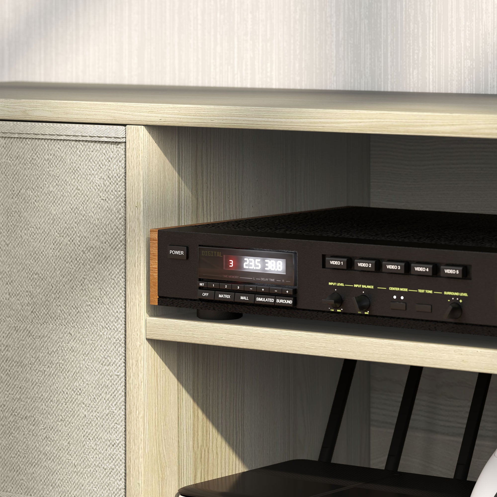 TV Cabinet Stand Unit for TVs up to 50'' with Foldable Drawers, Entertainment Centre for Living Room Natural