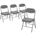 Set of Four Folding Corduroy Seat Chairs - Grey