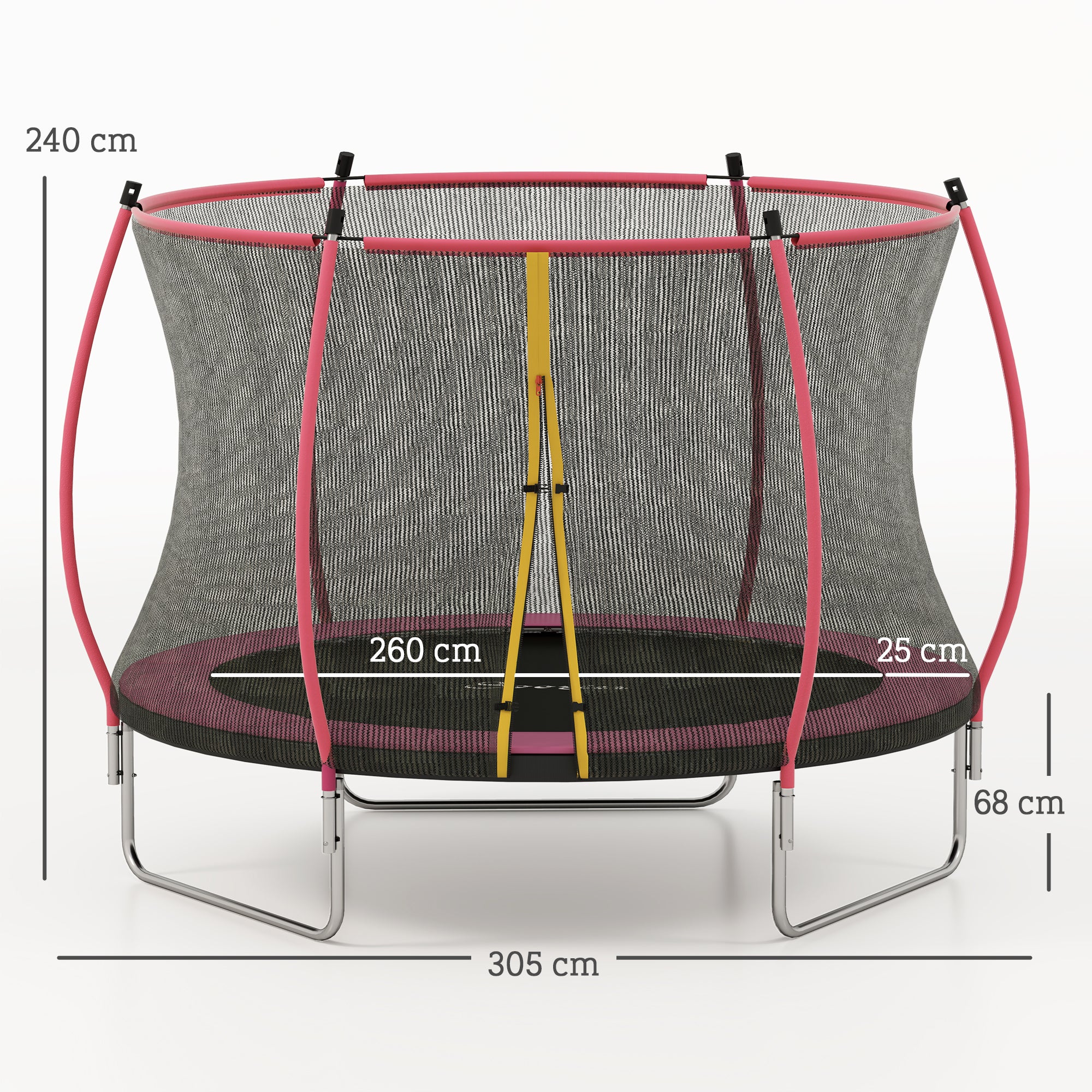 10ft Outdoor Trampoline with Enclosure Net, Spring Cover, Pink