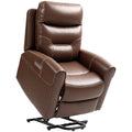 Electric Riser Recliner Chair with USB Charging Ports - Brown Faux Leather