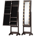 Freestanding Mirrored Jewellery Storage Cabinet - Dark Brown