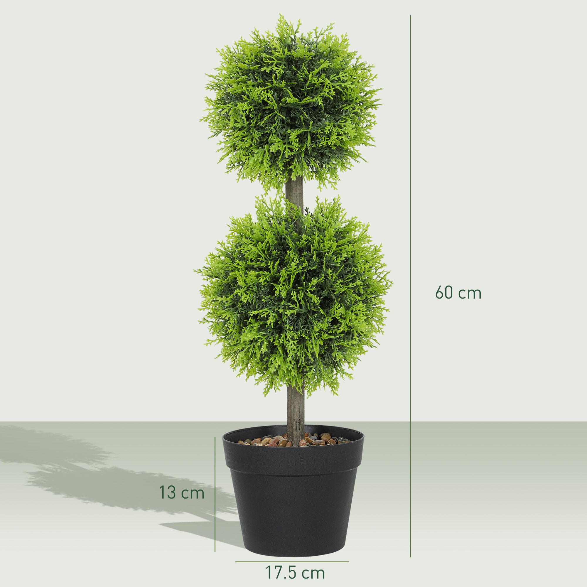Set of 2 Decorative Artificial Trees, Topiary Ball-shaped Boxwood Trees in Pot with Cypress Leaves, Fake Plants for Home Indoor outdoor Decor, 60cm, 2 Tree Balls