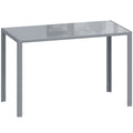 120cm Dining Table, Rectangle 4 Seater Kitchen Table with Tempered Glass Top and Metal Legs, Grey