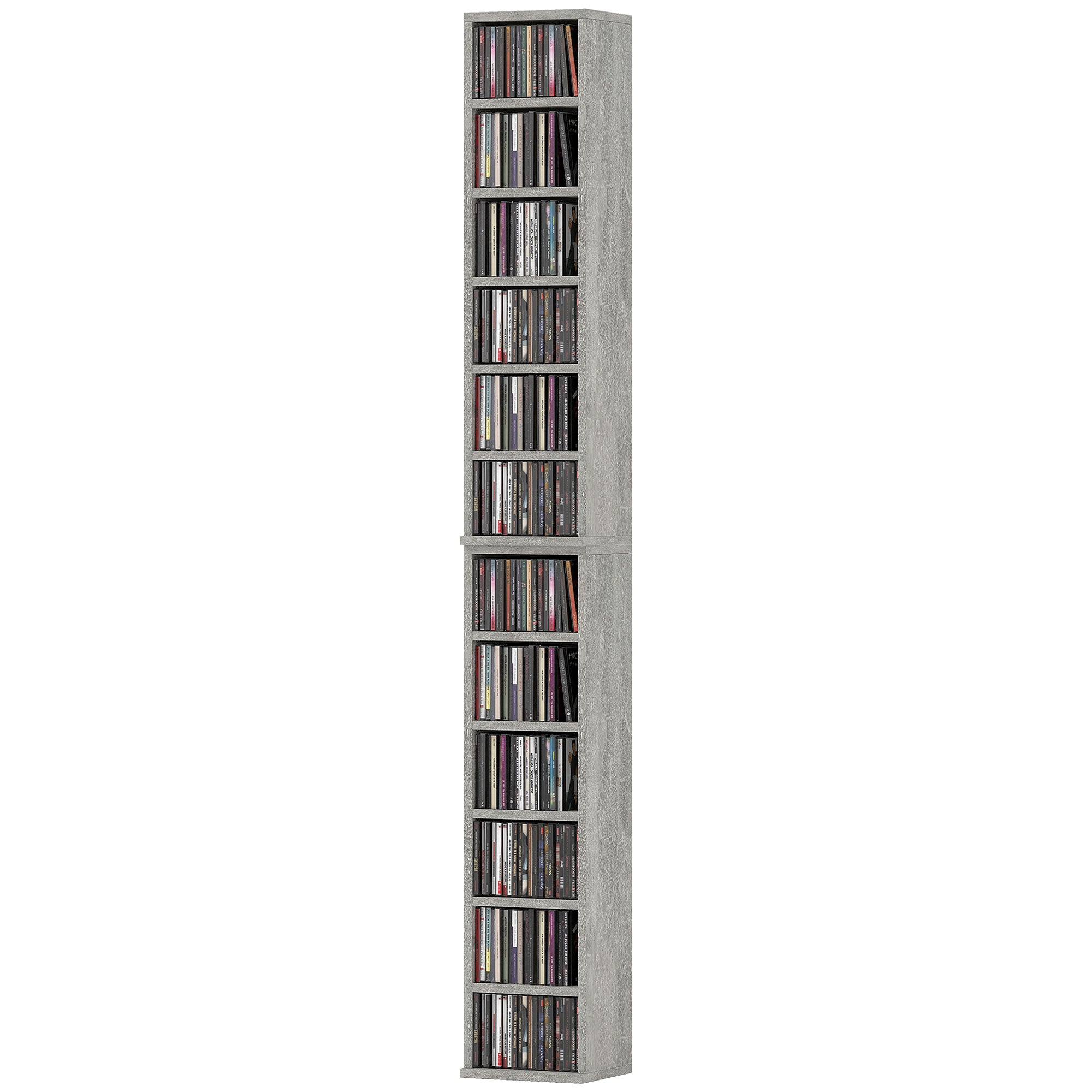 Set of Two 102-CD Storage Units with Adjustable Shelves - Cement Grey