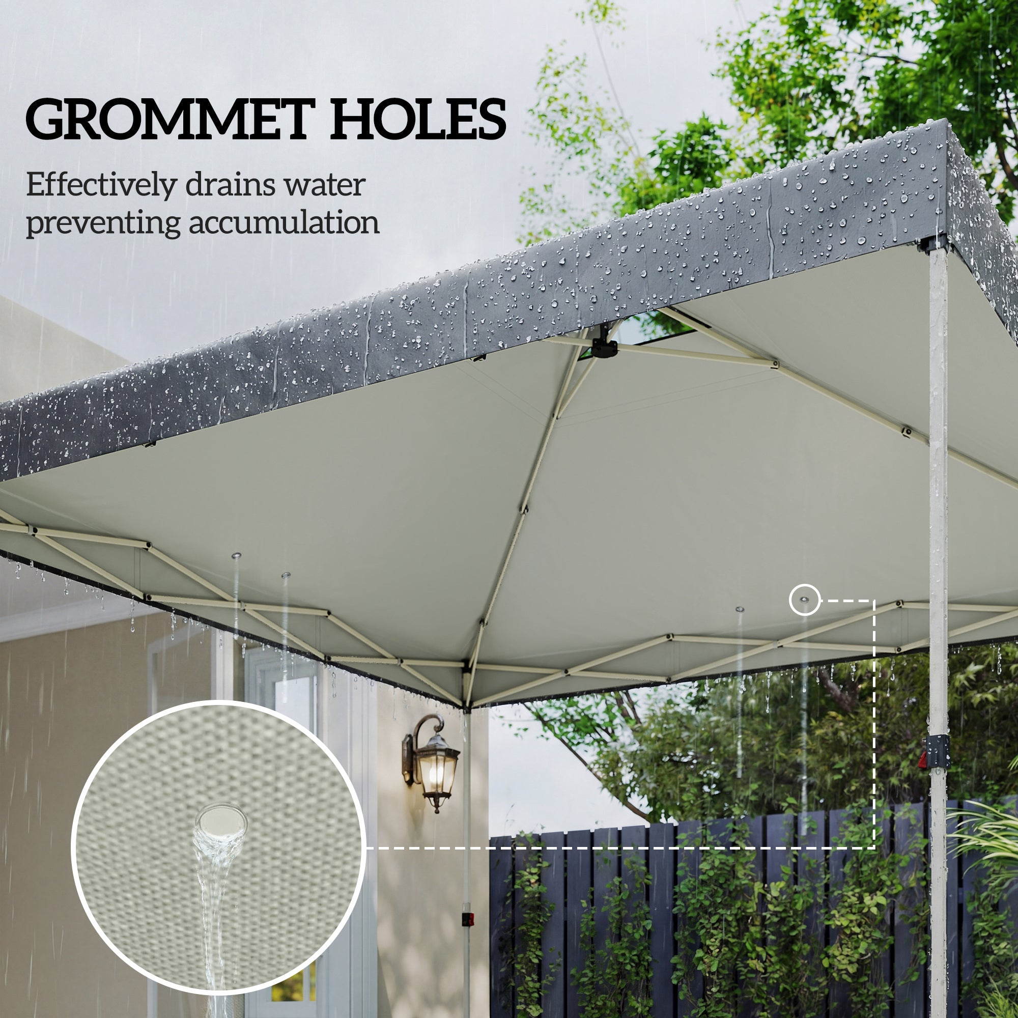 Gazebo Roof Replacement UV50+ Waterproof Pop Up Canopy Cover with 8 Drainage Holes 3 x 3 m Dark Grey