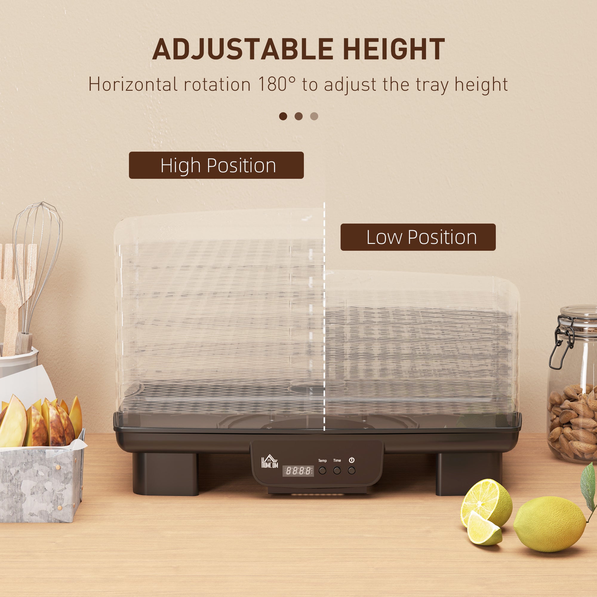 40-70℃ Six-Tray Food Dehydrator - Black