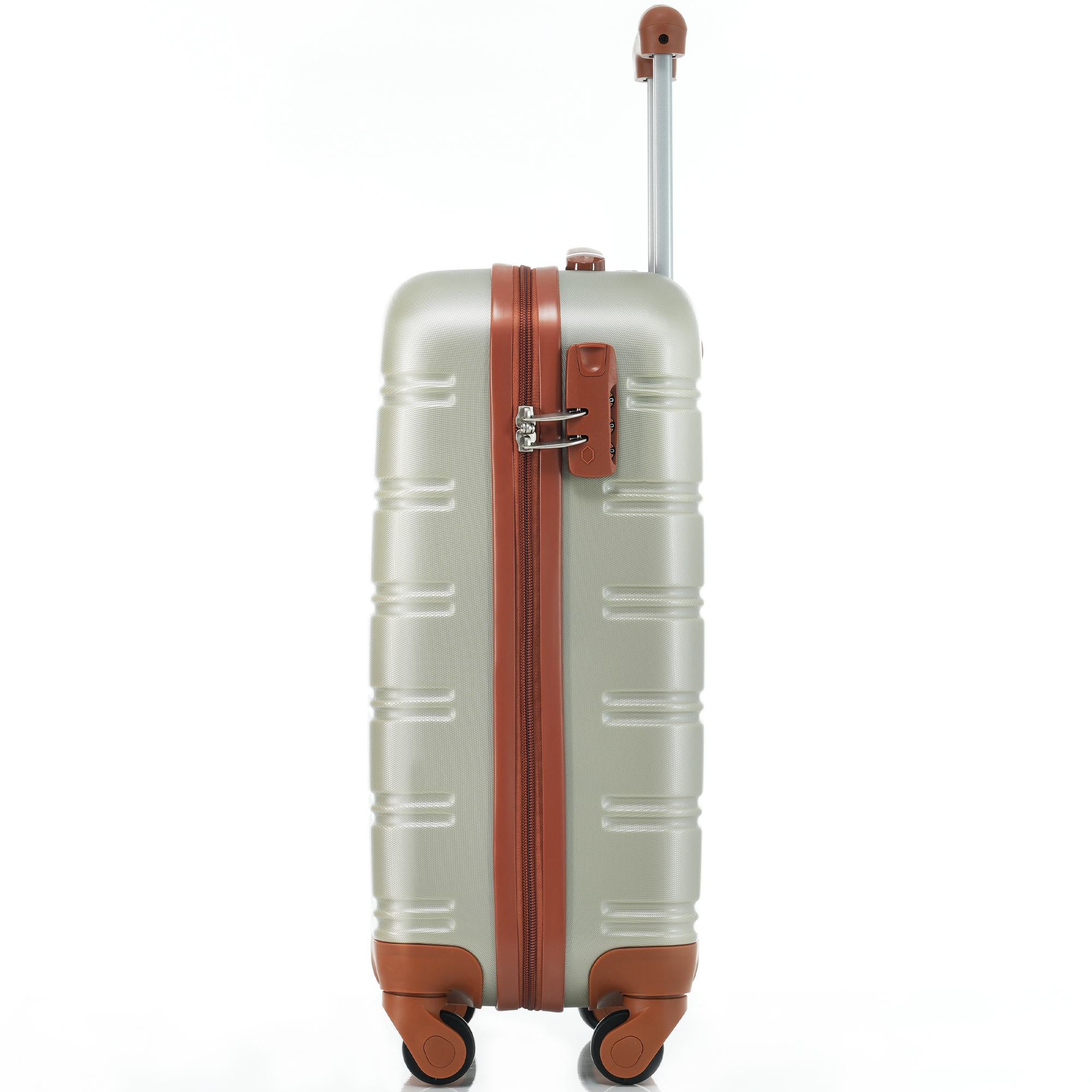 20" 4-Wheel ABS Hard Shell Travel Trolley Suitcase with Adjustable Handle, Luggage with Secure Lock, 35L x 23W x 57H cm, Brown+Green