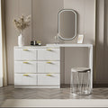 Elegant Dressing Table with 180° Rotating Top and 6 Silent Drawers - White