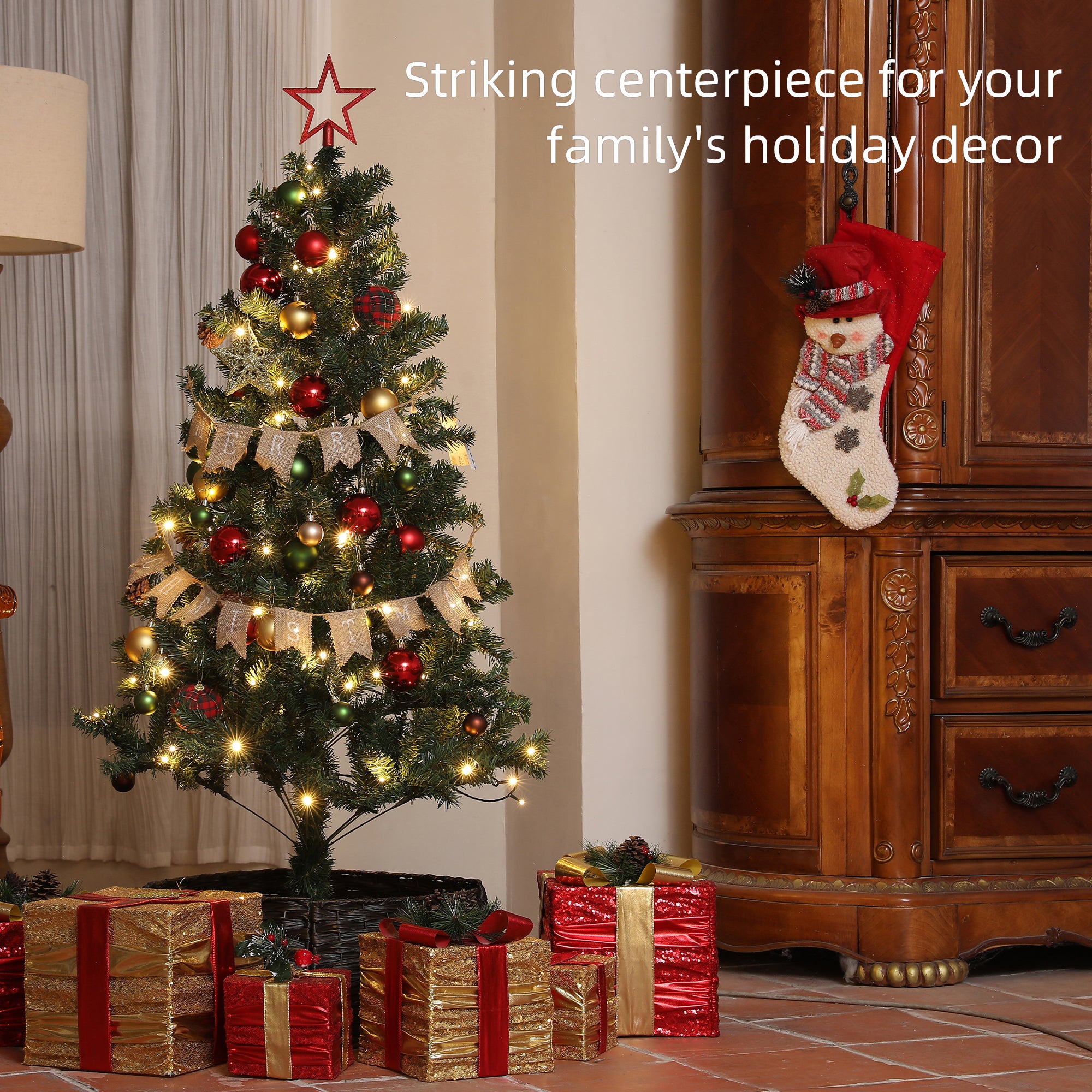 5ft Pre-Lit and Decorated Christmas Tree